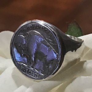 Buffalo Nickel Coin Ring Unisex Sterling Silver High Polished Smooth